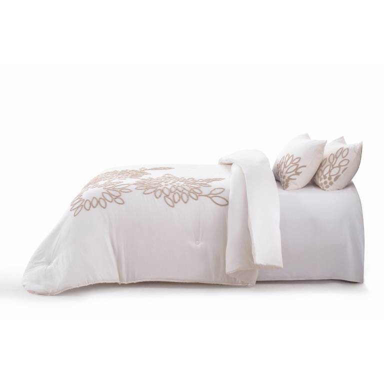 EDREDÓN BORDADO CON FUNDAS DE COJÍN (natural, Cama 135:235x270)