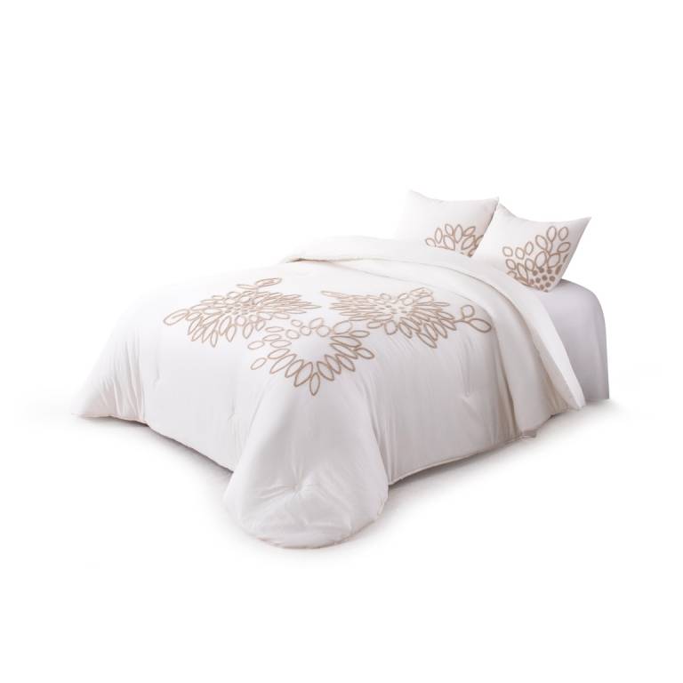 EDREDÓN BORDADO CON FUNDAS DE COJÍN (natural, Cama 135:235x270)