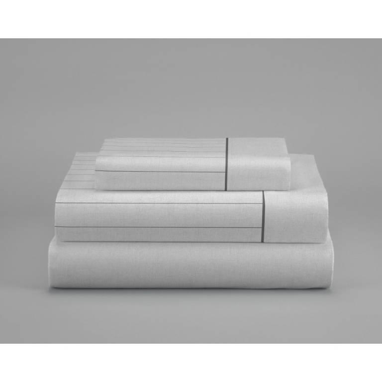 JUEGO SÁBANAS RAYAS FINAS 3 PIEZAS (gris, Cama 200:280x270)