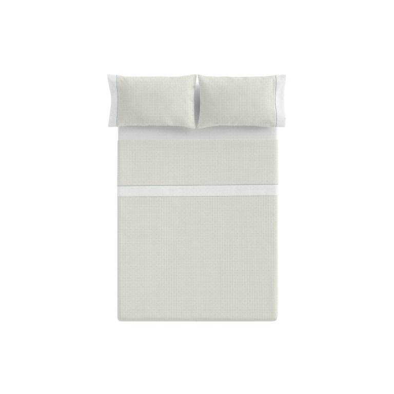 JUEGO SÁBANAS CUADRITOS 3 PIEZAS (beige, Cama 200:280x270)