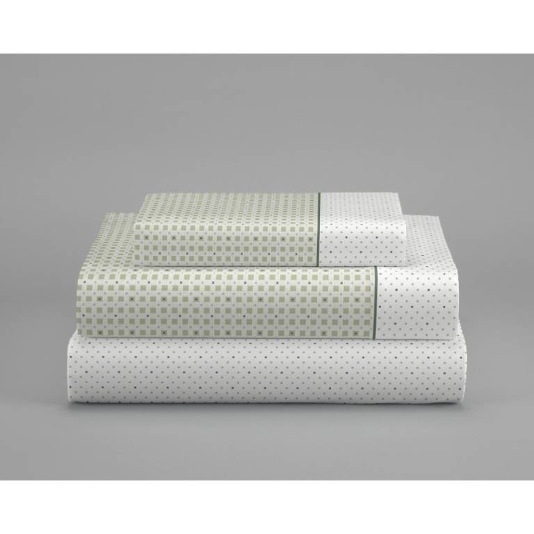 JUEGO SÁBANAS CUADRITOS 3 PIEZAS (verde, Cama 200:280x270)