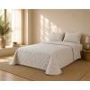 EDREDÓN BORDADO TOPITOS HILO TINTADO TACTO SUAVE (beige, Cama 105:200x270)
