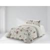 CONJUNTO EDREDON ESTAMPADO HOJAS (granate, Cama 135:235x270)