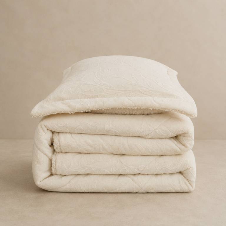 EDREDÓN JACQUARD CORALINA SHERPA CON FUNDAS DE COJÍN (natural, Cama 150:250x270)