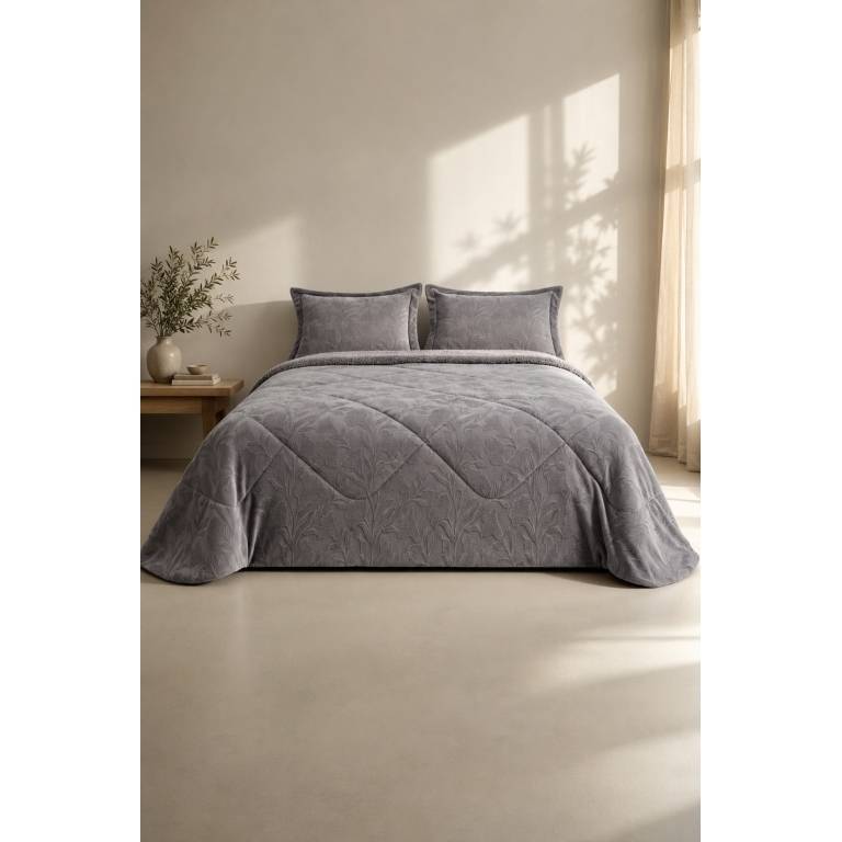 EDREDÓN JACQUARD CORALINA SHERPA CON FUNDAS DE COJÍN (lavanda, Cama 090:180x270)