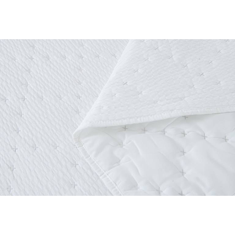 CONJUNTO COLCHA TACTO SUAVE Y FUNDAS DE COJÍN (blanco, Cama 090:180x270)