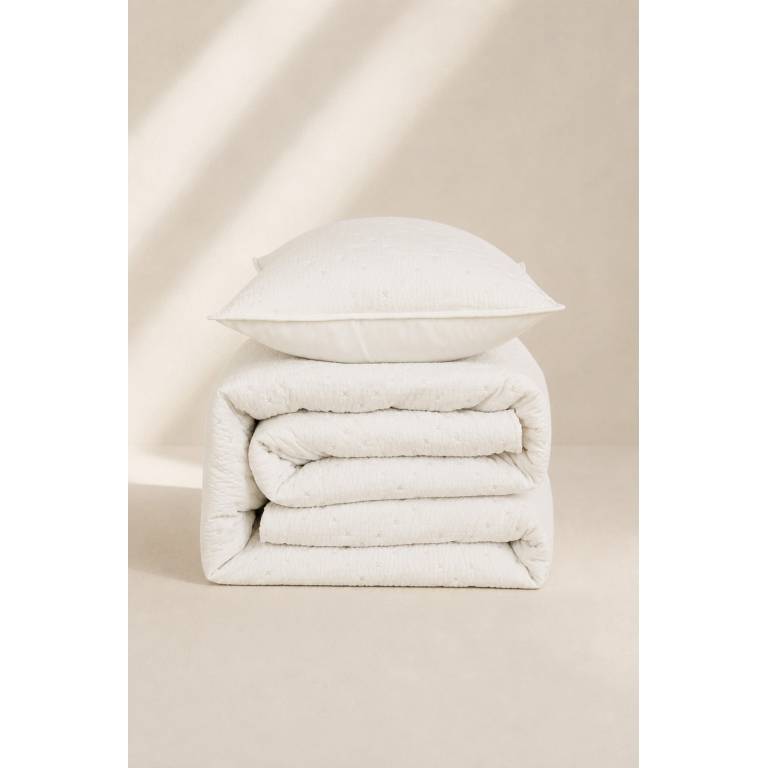 CONJUNTO COLCHA TACTO SUAVE Y FUNDAS DE COJÍN (blanco, Cama 090:180x270)