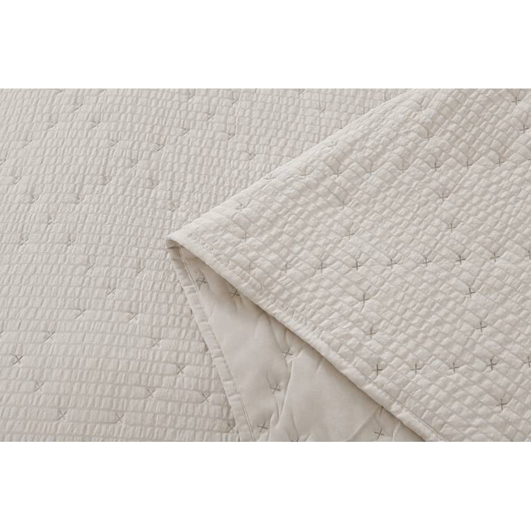 CONJUNTO COLCHA TACTO SUAVE Y FUNDAS DE COJÍN (natural, Cama 090:180x270)
