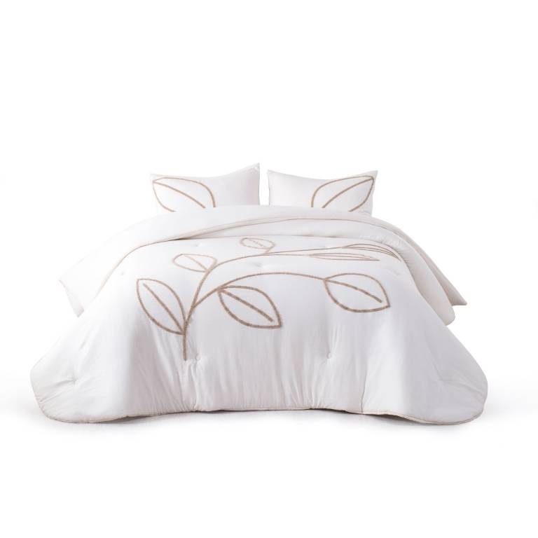 EDREDÓN BORDADO CON FUNDAS DE COJÍN (natural, Cama 135:235x270)
