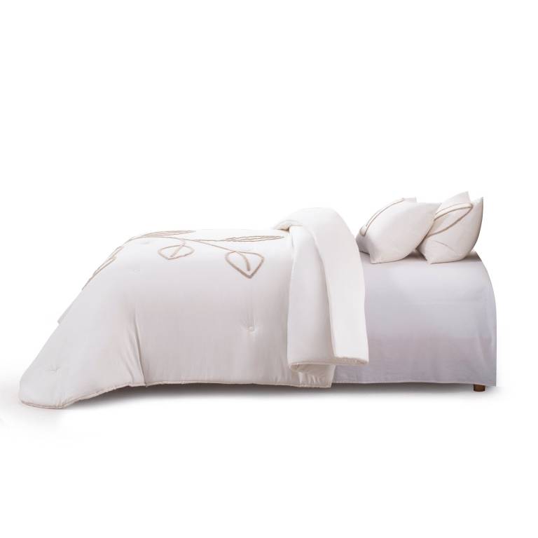EDREDÓN BORDADO CON FUNDAS DE COJÍN (natural, Cama 135:235x270)