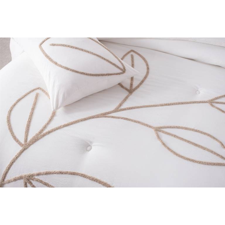 EDREDÓN BORDADO CON FUNDAS DE COJÍN (natural, Cama 135:235x270)