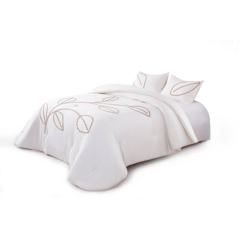 EDREDÓN BORDADO CON FUNDAS DE COJÍN (natural, Cama 135:235x270)