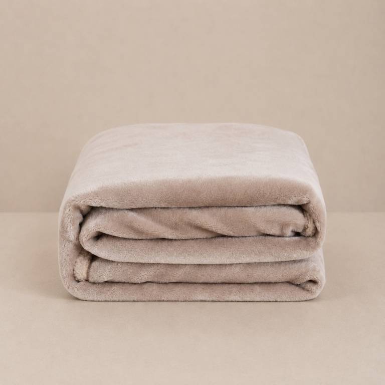 MANTA DE SOFÁ EXTRA SUAVE CON BORREGUILLO (beige, 140x200)