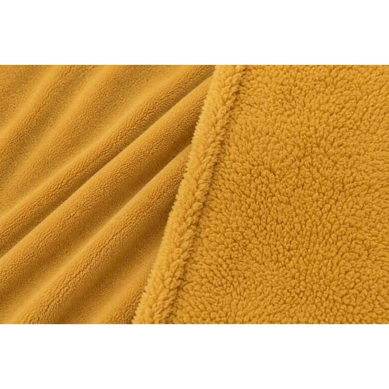 MANTA DE SOFÁ EXTRA SUAVE CON BORREGUILLO (mostaza, 140x200)
