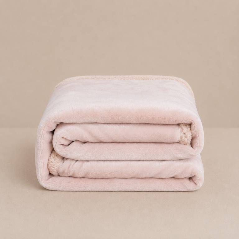 MANTA DE SOFÁ EXTRA SUAVE CON BORREGUILLO (rosa, 140x200)