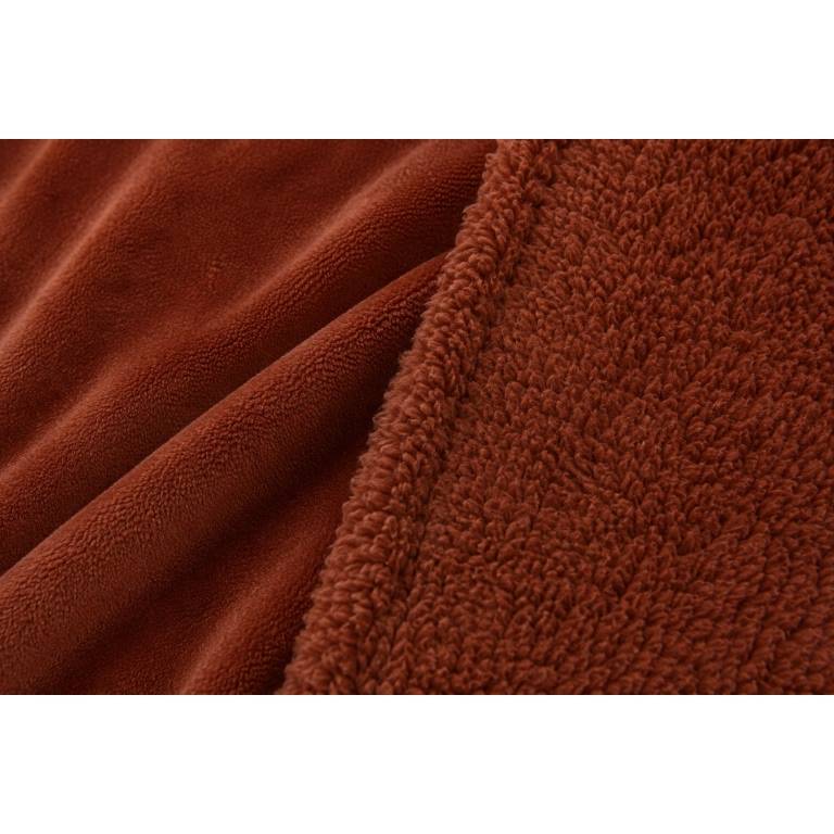 MANTA DE SOFÁ EXTRA SUAVE CON BORREGUILLO (teja, 140x200)