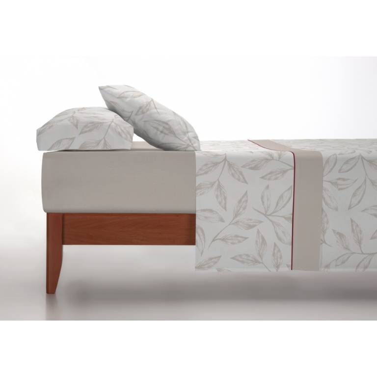 JUEGO SÁBANAS CORALINA ESTAMPADO HOJAS (beige, Cama 090:160x260)