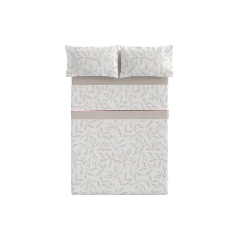 JUEGO SÁBANAS CORALINA ESTAMPADO HOJAS (beige, Cama 090:160x260)