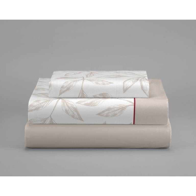 JUEGO SÁBANAS CORALINA ESTAMPADO HOJAS (beige, Cama 090:160x260)