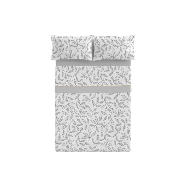 JUEGO SÁBANAS CORALINA ESTAMPADO HOJAS (gris, Cama 090:160x260)