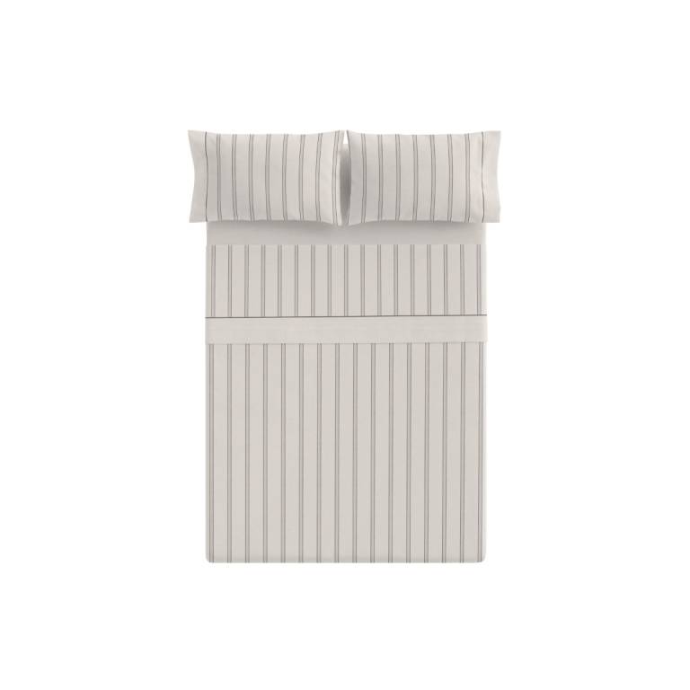 JUEGO SÁBANAS RAYAS 3 PIEZAS 100% ALGODÓN (beige, Cama 105:180x270)
