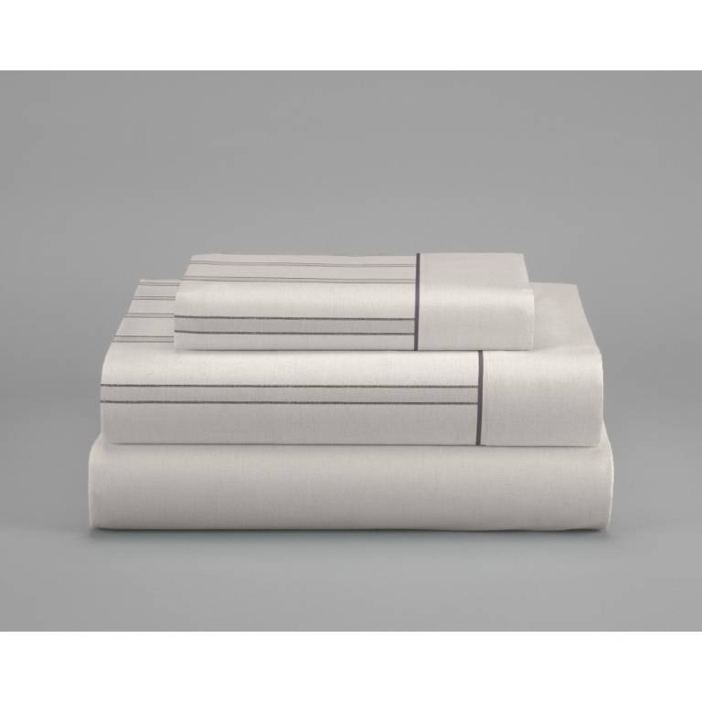 JUEGO SÁBANAS RAYAS 3 PIEZAS 100% ALGODÓN (beige, Cama 105:180x270)