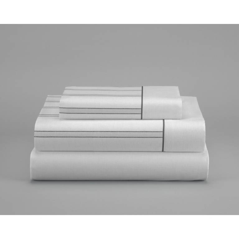 JUEGO SÁBANAS RAYAS 3 PIEZAS 100% ALGODÓN (gris, Cama 90:160x270)