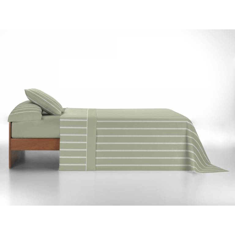 JUEGO SÁBANAS RAYAS 3 PIEZAS (verde, Cama 200:280x270)