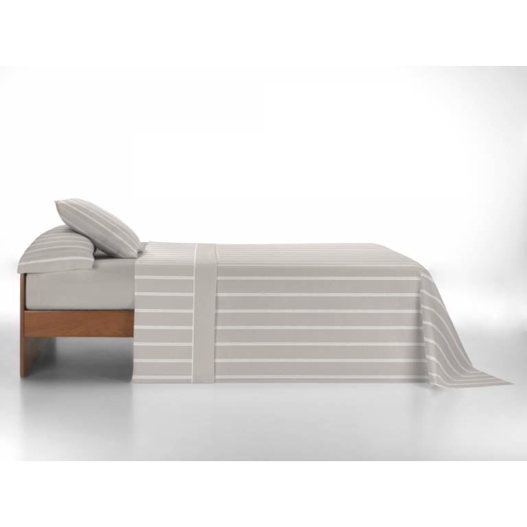 JUEGO SÁBANAS CORALINA ESTAMPADO RAYAS (beige, Cama 135:220x260)