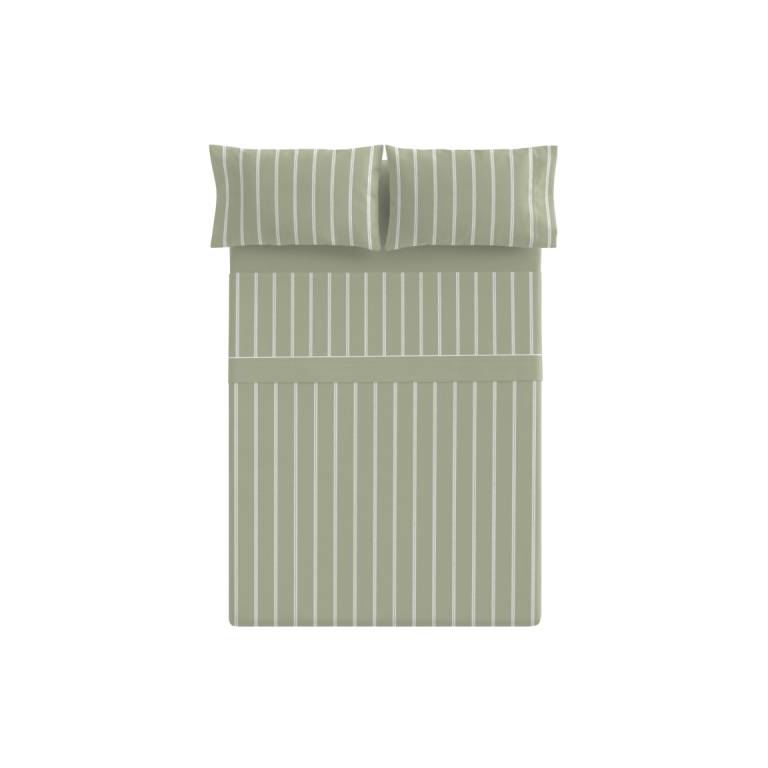 JUEGO SÁBANAS CORALINA ESTAMPADO RAYAS (verde, Cama 105:180x260)