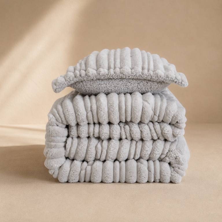 EDREDÓN JACQUARD CORALINA SHERPA CON FUNDAS DE COJÍN (gris, Cama 135:235x270)