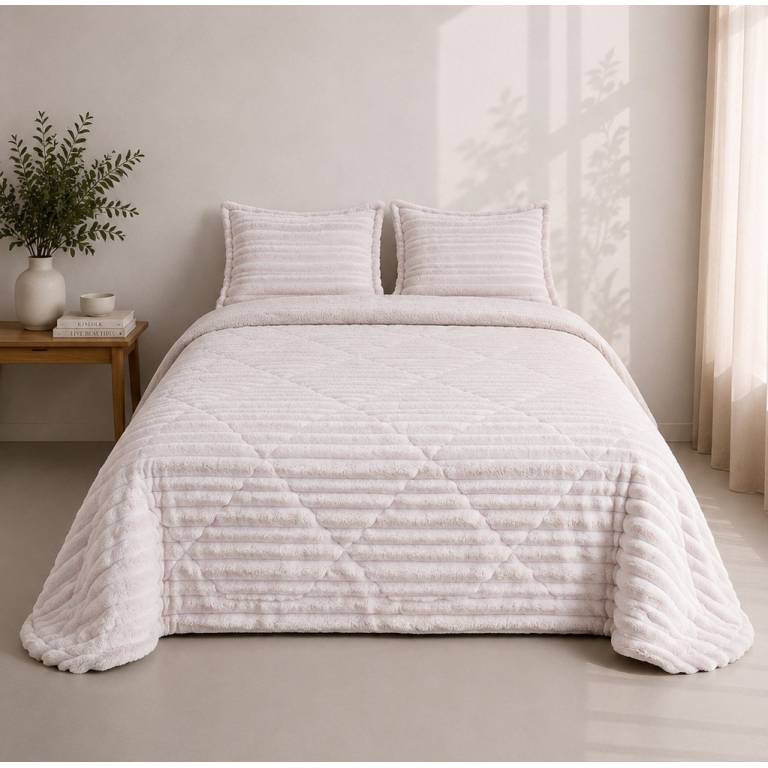 EDREDÓN JACQUARD CORALINA SHERPA CON FUNDAS DE COJÍN (rosa, Cama 090:180x270)