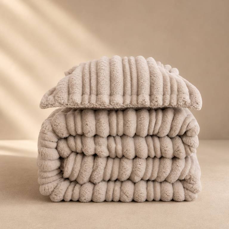 EDREDÓN JACQUARD CORALINA SHERPA CON FUNDAS DE COJÍN (beige, Cama 090:180x270)