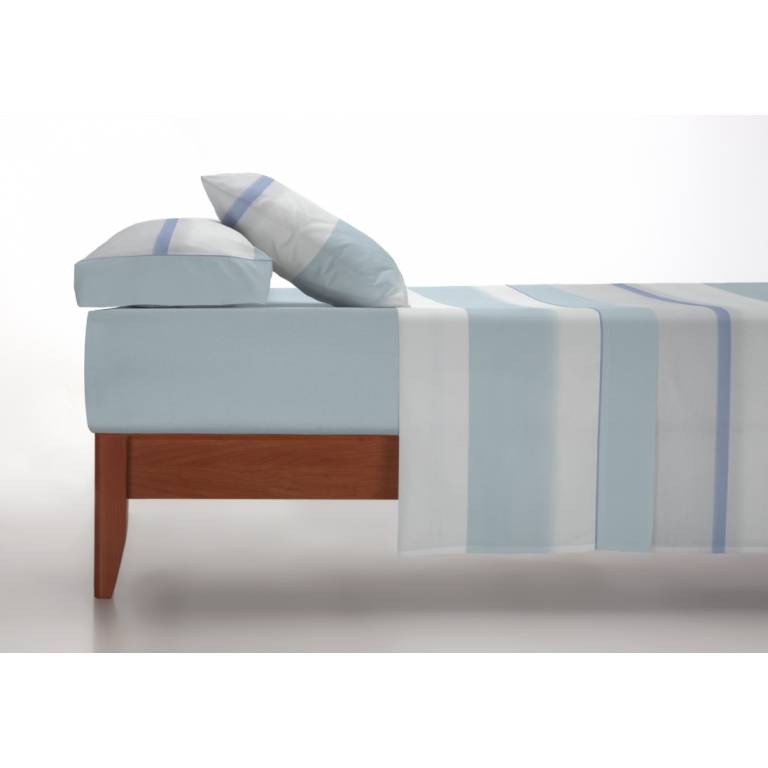 JUEGO SÁBANAS RAYAS 3 PIEZAS (azul, Cama 135:220x270)
