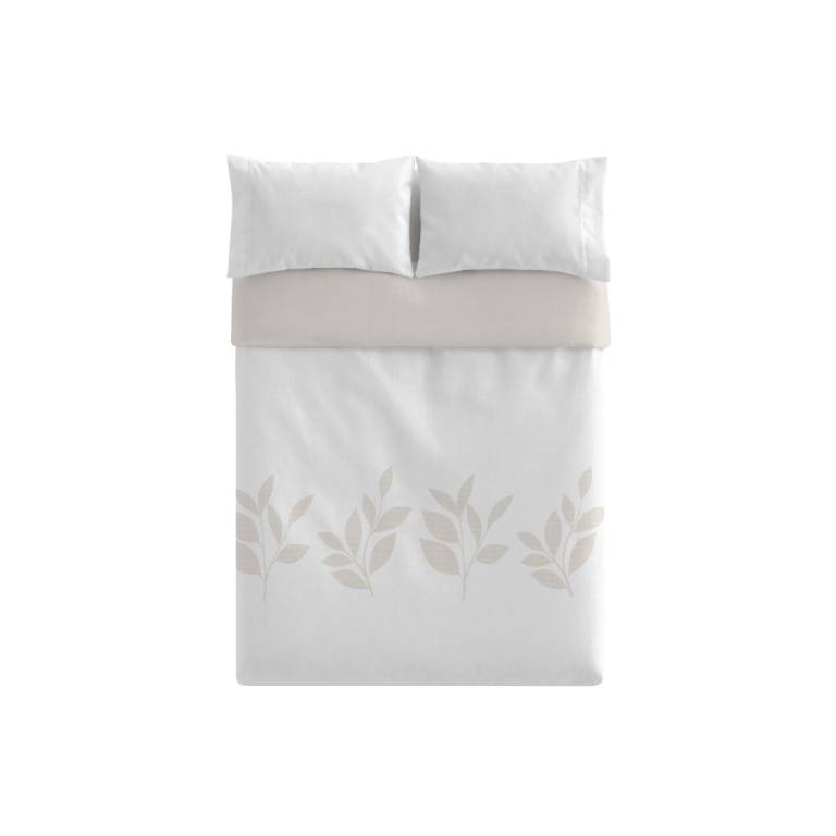 JUEGO FUNDA NÓRDICA ESTAMPADO HOJAS (beige, Cama 90:155x220)
