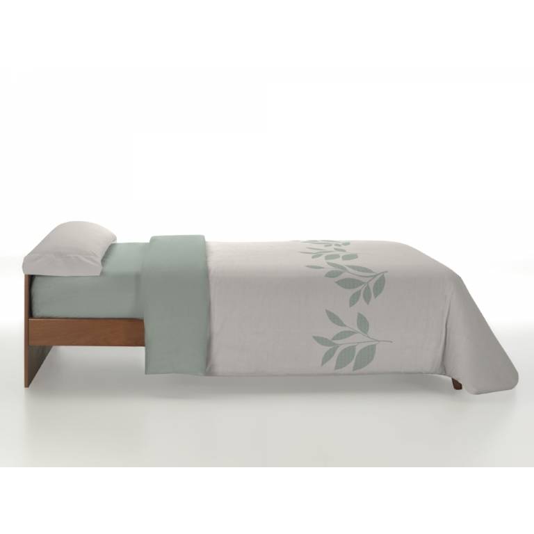 JUEGO FUNDA NÓRDICA ESTAMPADO HOJAS (verde, Cama 90:155x220)