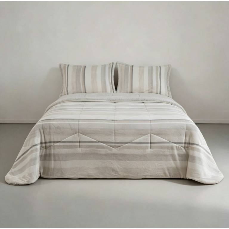 EDREDÓN DE INVIERNO CORALINA CON REVERSO DE BORREGUILLO EXTRA CÁLIDA (beige, Cama 090:180x270)