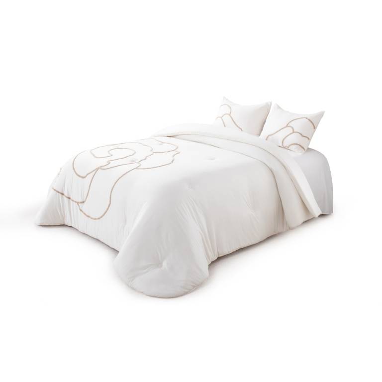 EDREDÓN BORDADO CON FUNDAS DE COJÍN (natural, Cama 150:250x270)