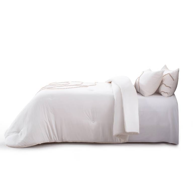 EDREDÓN BORDADO CON FUNDAS DE COJÍN (natural, Cama 150:250x270)