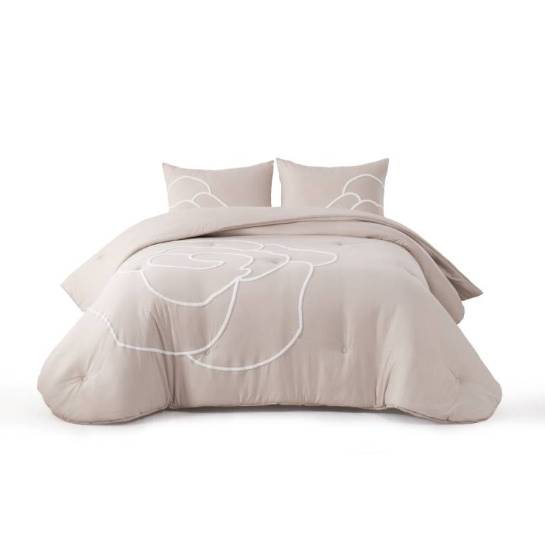 EDREDÓN BORDADO CON FUNDAS DE COJÍN (beige, Cama 150:250x270)
