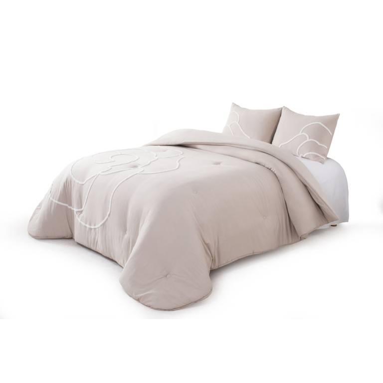 EDREDÓN BORDADO CON FUNDAS DE COJÍN (beige, Cama 150:250x270)