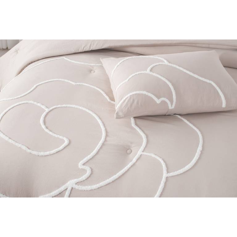 EDREDÓN BORDADO CON FUNDAS DE COJÍN (beige, Cama 150:250x270)