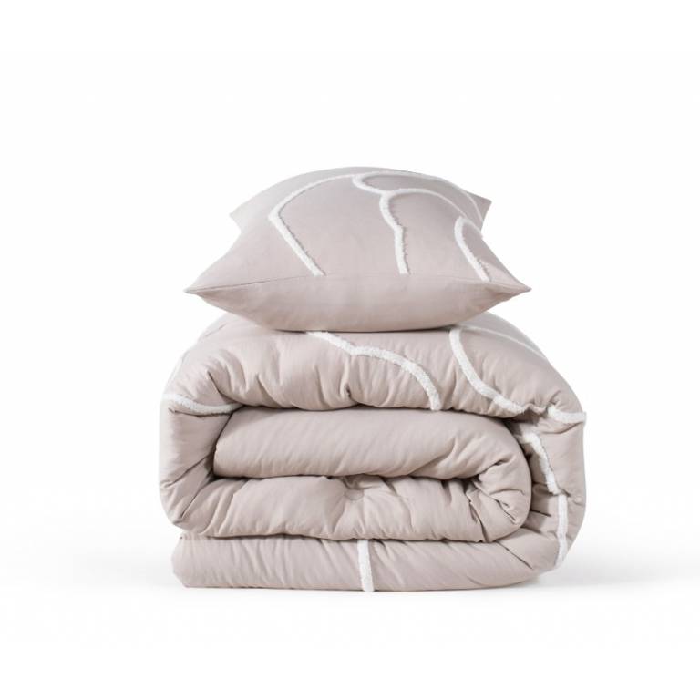 EDREDÓN BORDADO CON FUNDAS DE COJÍN (beige, Cama 150:250x270)