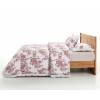 CONJUNTO EDREDON ESTAMPADO FLORAL CON VOLANTE (burdeos, Cama 105:200x270)