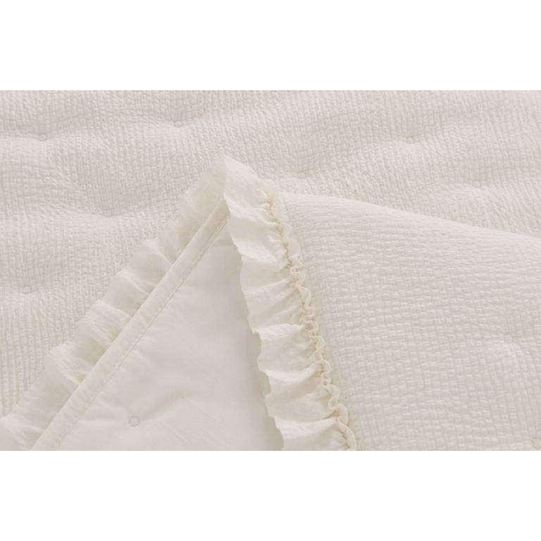 COLCHA BORDADA CON VOLANTE Y FUNDAS DE COJÍN (natural, Cama 105:200x270)