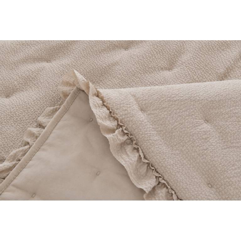 COLCHA BORDADA CON VOLANTE Y FUNDAS DE COJÍN (beige, Cama 200:300x270)