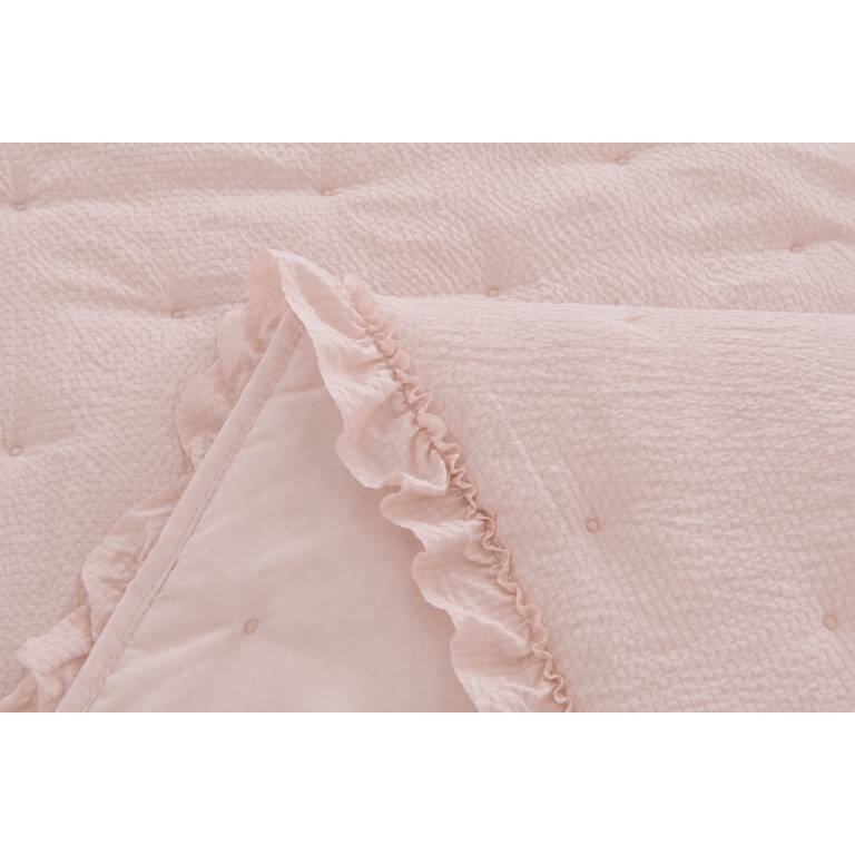 COLCHA BORDADA CON VOLANTE Y FUNDAS DE COJÍN (rosa, Cama 180:280x270)