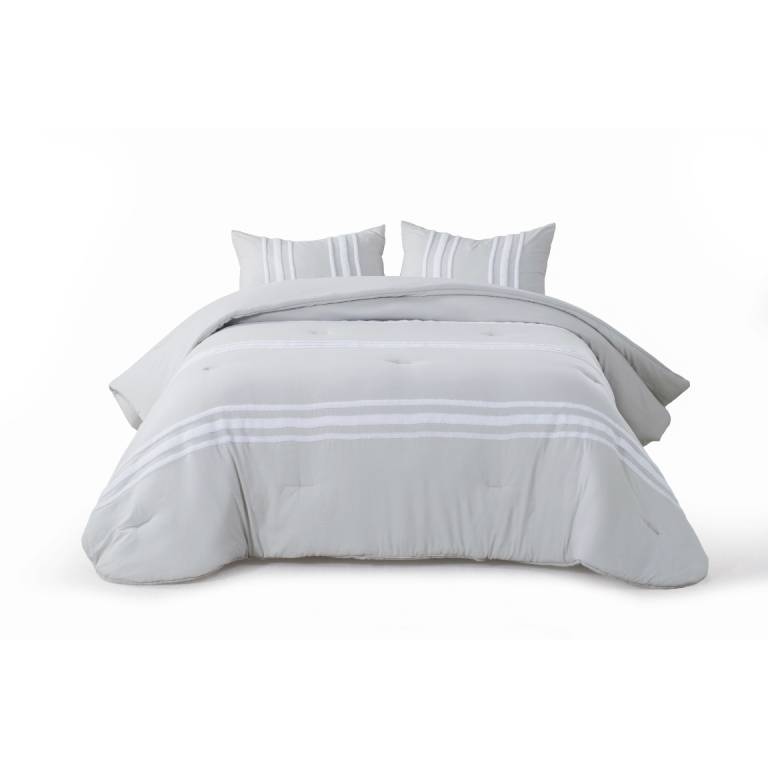 EDREDÓN BORDADO CON FUNDAS DE COJÍN (gris, Cama 150:250x270)