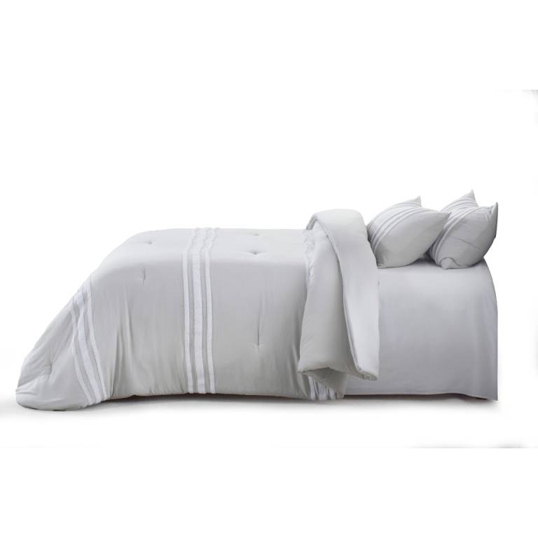 EDREDÓN BORDADO CON FUNDAS DE COJÍN (gris, Cama 150:250x270)