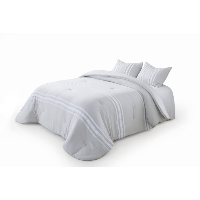 EDREDÓN BORDADO CON FUNDAS DE COJÍN (gris, Cama 150:250x270)